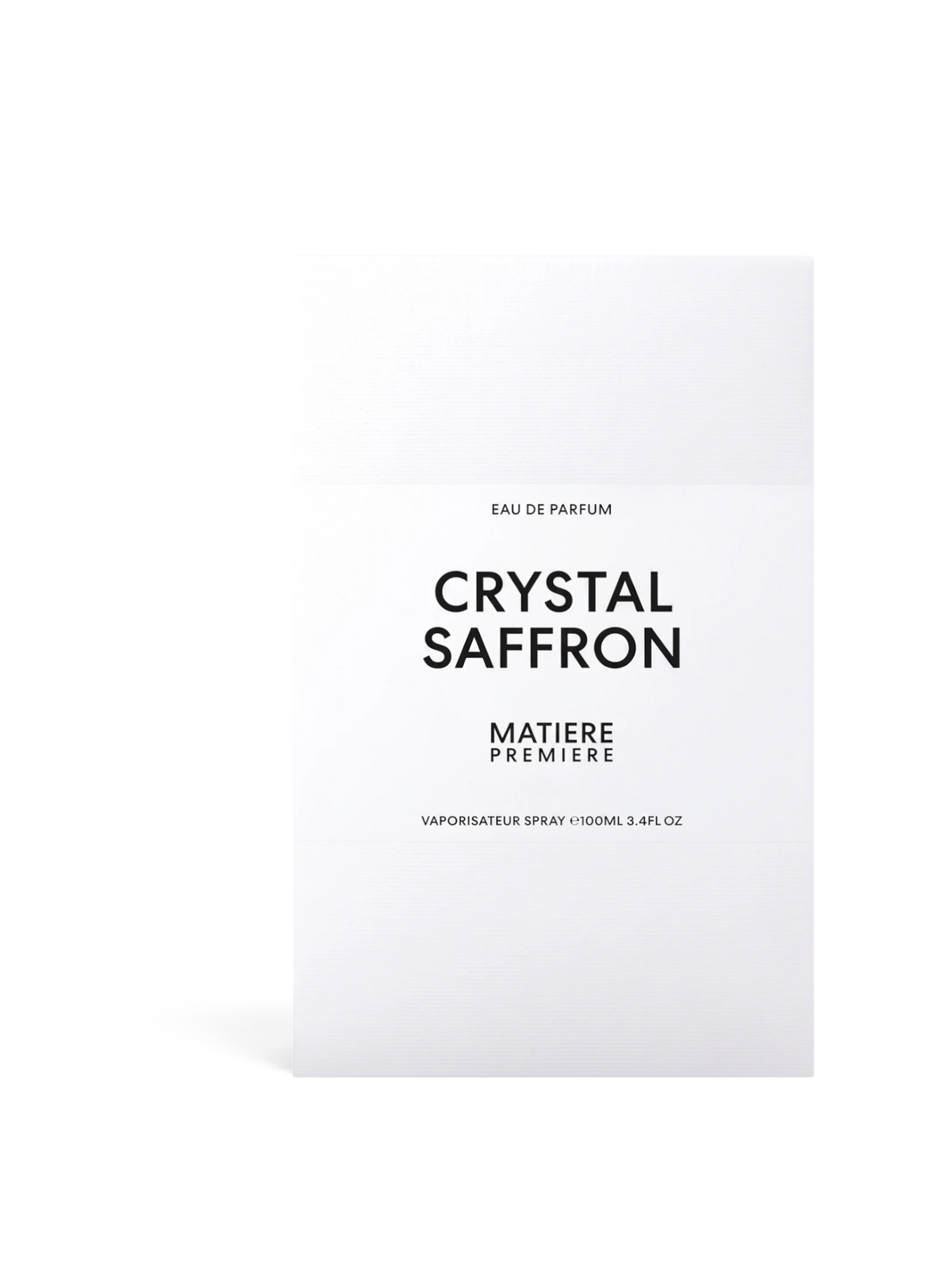 euaden MATIERE PREMIERE Crystal Saffron 100 ml unisex parfüm kutusu, minimalist beyaz ambalaj tasarımı