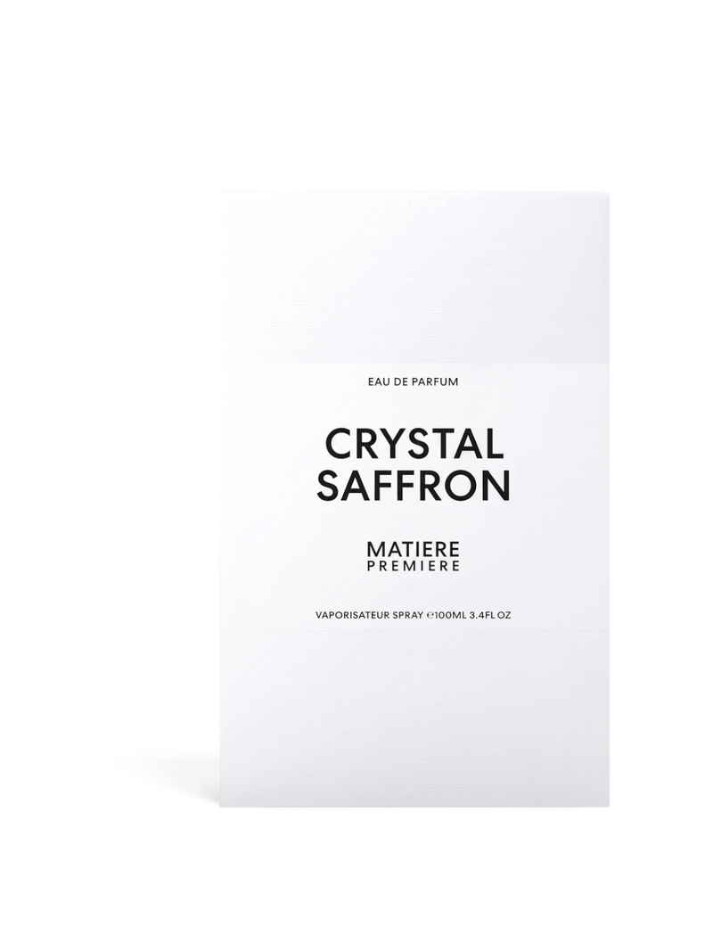 euaden MATIERE PREMIERE Crystal Saffron 100 ml unisex parfüm kutusu, minimalist beyaz ambalaj tasarımı