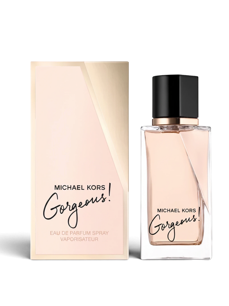 euaden Michael Kors Gorgeous EDP 100 ml kadın parfümü, şık cam şişesi ve zarif pembe kutusuyla