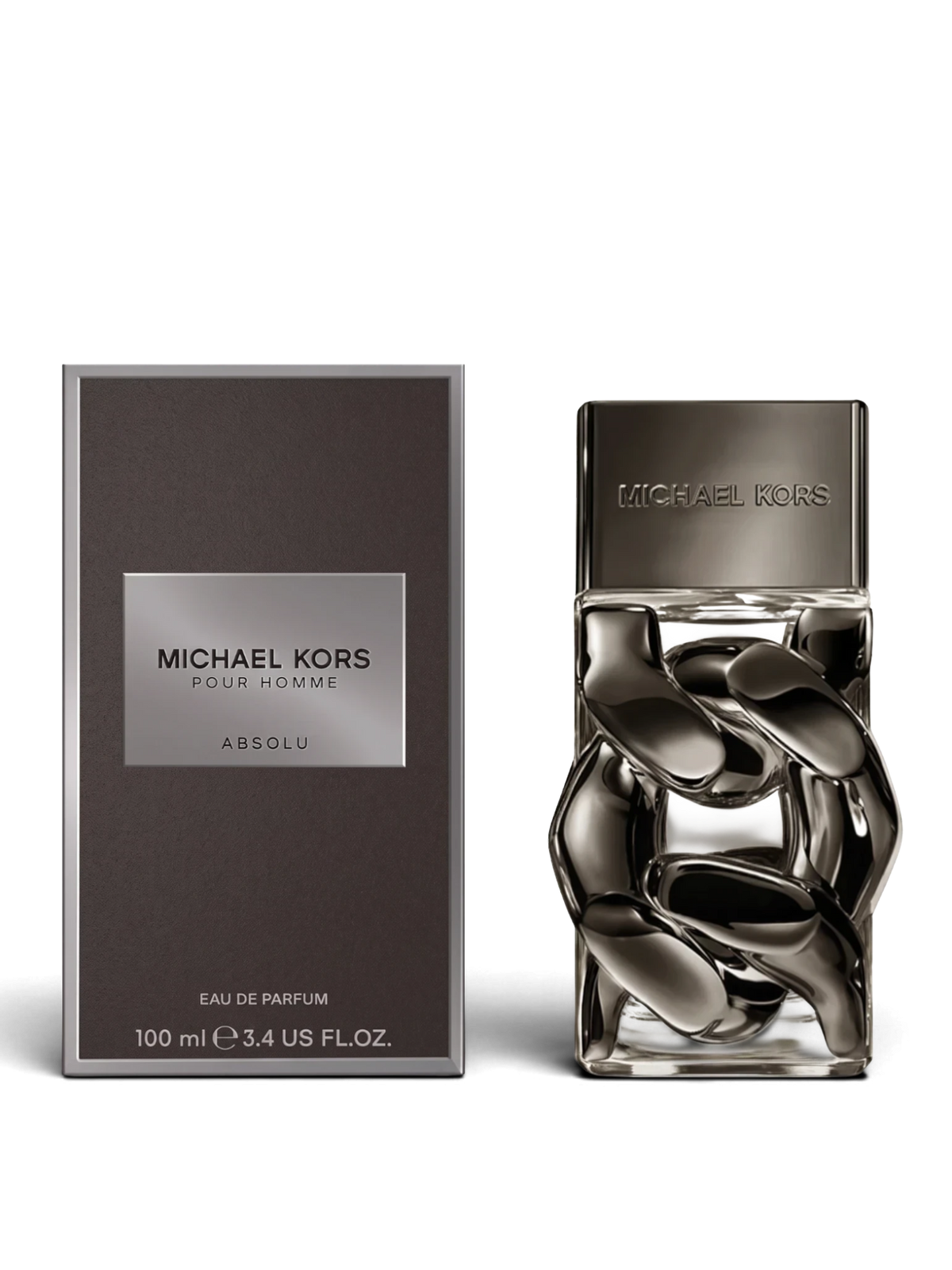 euaden Michael Kors Pour Homme Absolu erkek parfümü, zincir detaylı şık cam şişesi ve özel kutusu ile 100 ml EDP