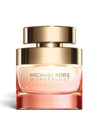 euaden Michael Kors Wonderlust 100 ml kadın parfümü, altın kapaklı şık cam şişesiyle egzotik ve çiçeksi bir koku.