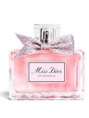euaden Miss Dior EDP 50 ml kadın parfümü, üzerinde renkli desenli fiyonk detayı bulunan şık cam şişesiyle