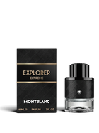 Euaden Montblanc Explorer Extreme erkek parfümü, siyah dokulu şişesi ve uyumlu kutusu ile şık bir sunumda.