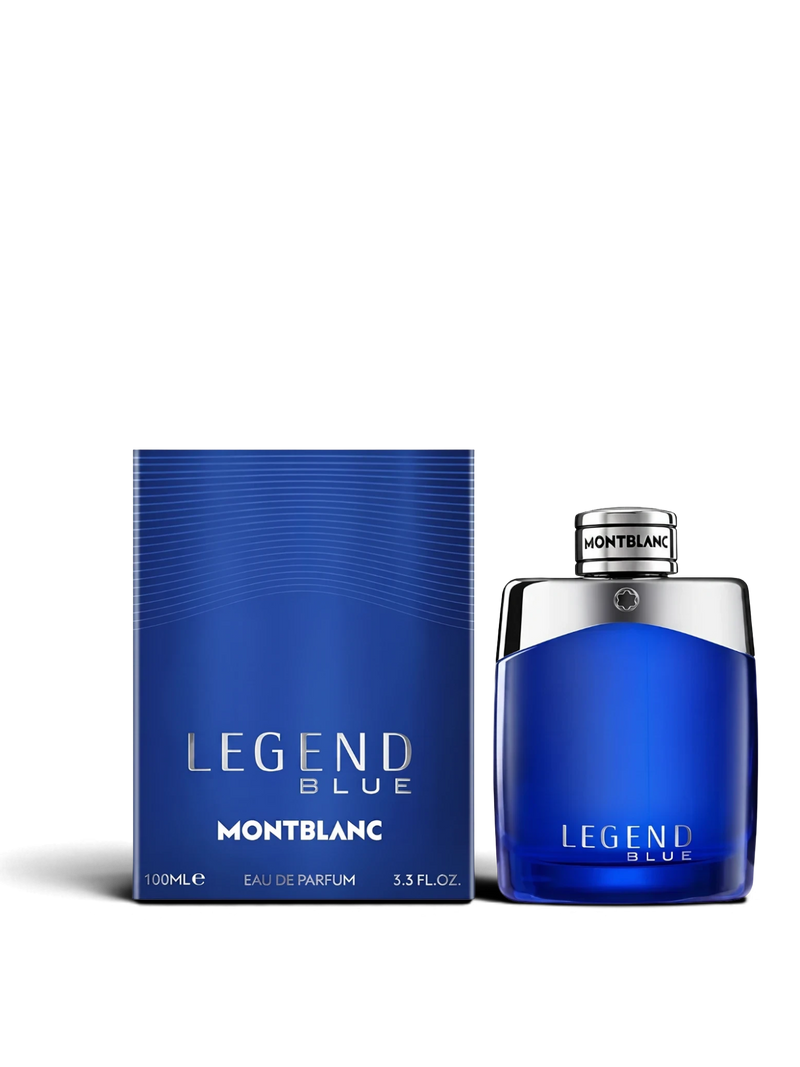 euaden Montblanc Legend Blue 100 ml erkek parfümü, şık mavi cam şişesi ve uyumlu kutusuyla