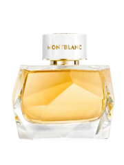 euaden Montblanc Signature Absolue kadın parfümü, altın rengi kristal kesimli cam şişesi ve beyaz kapağı ile