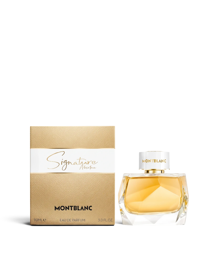euaden Montblanc Signature Absolue kadın parfümü, altın renkli şık şişesi ve kutusu ile 90 ml EDP
