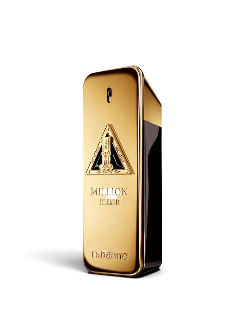 euaden Paco Rabanne 1 Million Elixir erkek parfümü, ikonik altın külçe şişe tasarımıyla yoğun ve lüks bir koku.