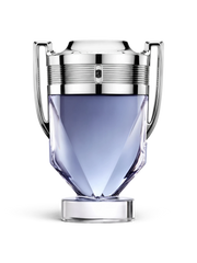 euaden Paco Rabanne Invictus erkek parfümü, kupa şeklinde ikonik gümüş ve açık mavi cam şişe tasarımı