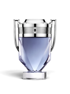 euaden Paco Rabanne Invictus erkek parfümü, kupa şeklinde ikonik gümüş ve açık mavi cam şişe tasarımı