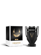 euaden Paco Rabanne Invictus Victory Absolu erkek parfümü, siyah kupa tasarımlı şişesi ve altın detaylı kutusuyla