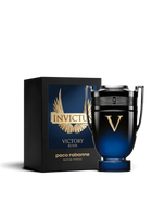 euaden Paco Rabanne Invictus Victory Elixir erkek parfümü, kupa şeklinde koyu mavi ve siyah cam şişe tasarımı