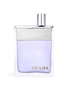 euaden Prada Amber Pour Homme erkek parfümü, şık cam şişesi ve açık mor renkli parfüm sıvısı ile modern tasarım.