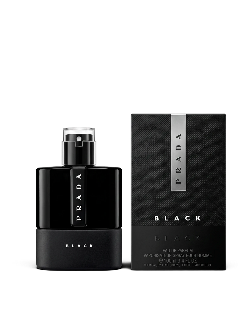 euaden Prada Luna Rossa Black erkek parfümü, 100 ml siyah şişe ve kutusu ile şık ve modern bir tasarım sunuyor.