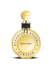euaden Rochas Byzance Gold kadın parfümü, altın rengi yuvarlak şişesi ve zarif siyah detaylı kapağı ile 90 ml EDP