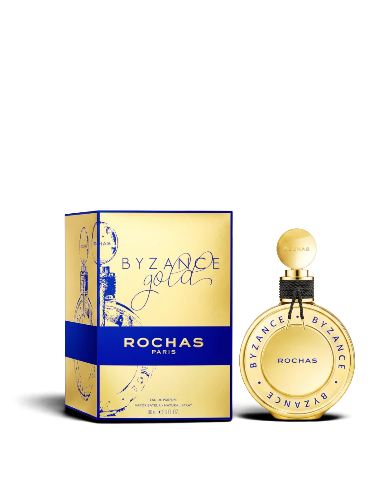 euaden ROCHAS Byzance Gold kadın parfümü, altın rengi şık şişesi ve kutusu ile 90 ml EDP