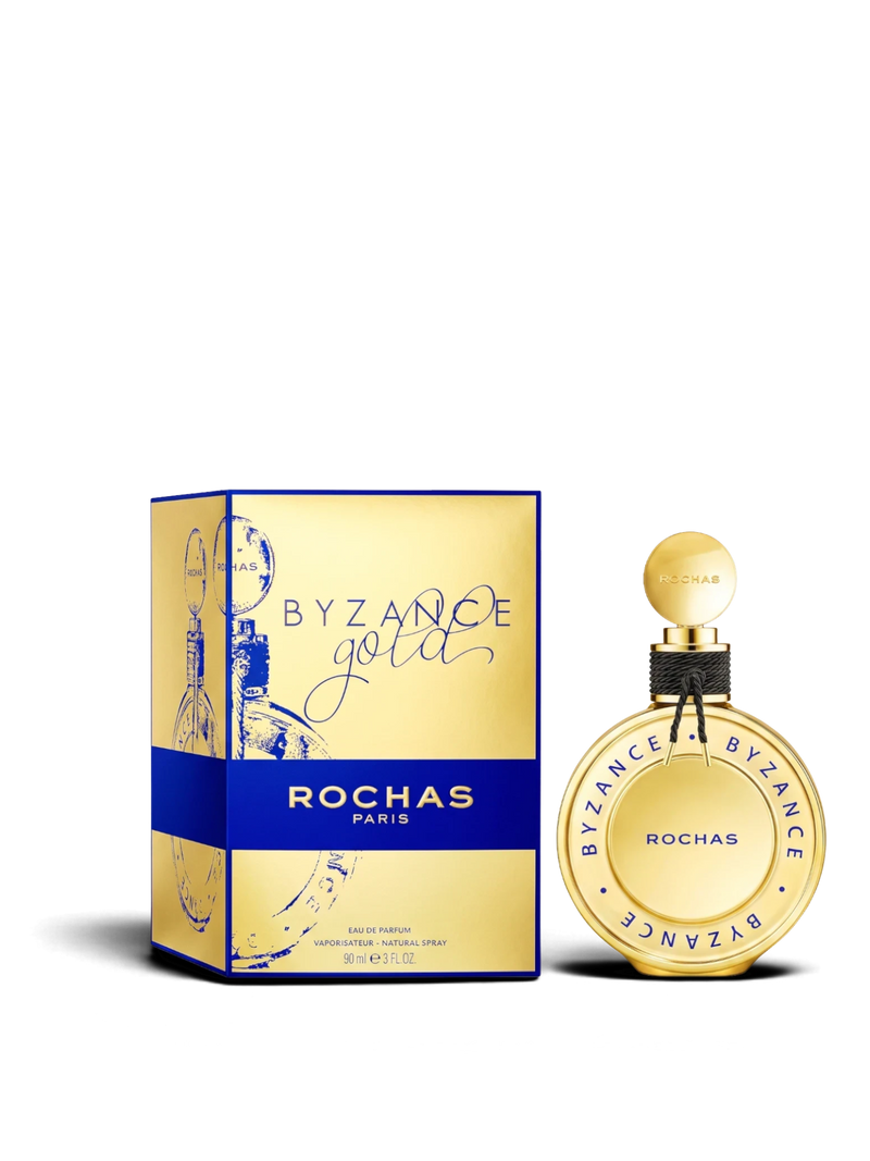 euaden ROCHAS Byzance Gold kadın parfümü, altın rengi şık şişesi ve kutusu ile 90 ml EDP