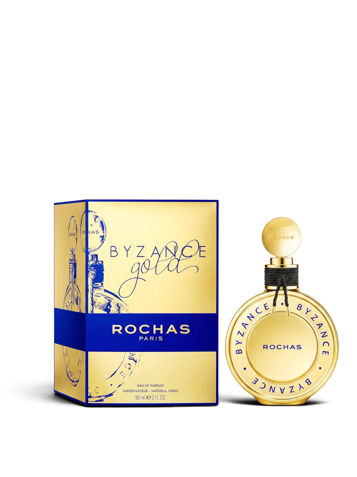 euaden ROCHAS Byzance Gold kadın parfümü, altın rengi şık şişesi ve kutusu ile 90 ml EDP