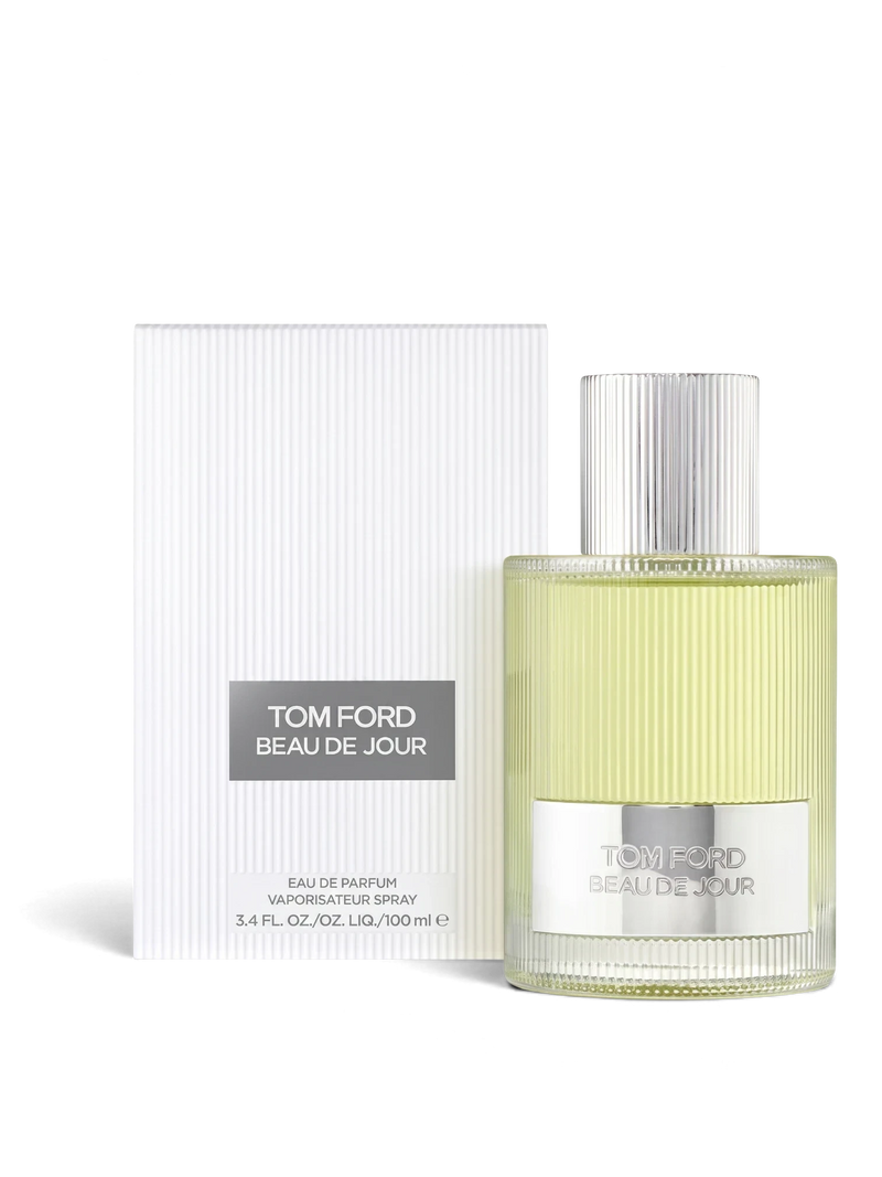 euaden Tom Ford Beau De Jour 100 ml erkek parfümü, şık cam şişesi ve beyaz kutusu ile aromatik odunsu koku.