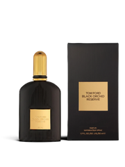 euaden Tom Ford Black Orchid Reserve unisex parfüm, siyah şişe ve altın detaylı kutusu ile lüks koku tasarımı.