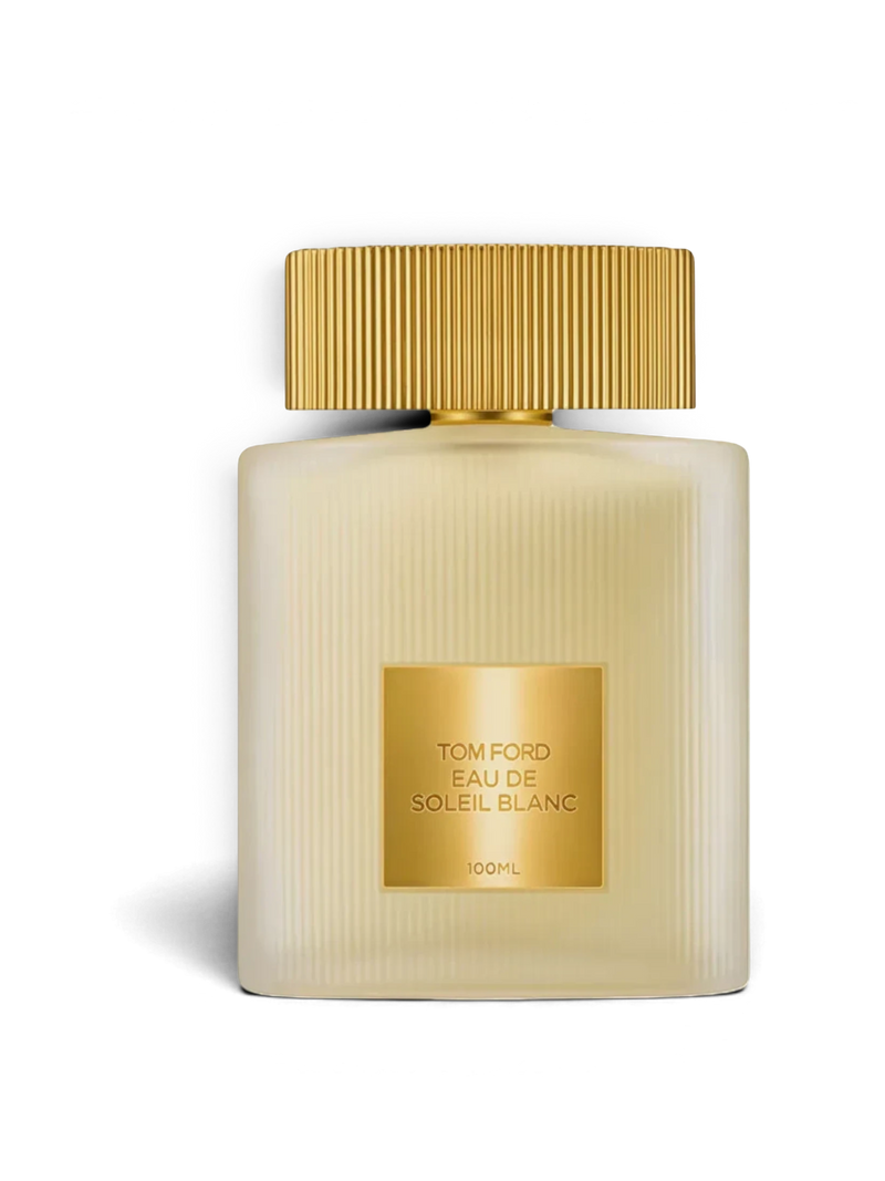 euaden Tom Ford Eau De Soleil Blanc unisex parfüm, altın kapaklı şık ve buzlu cam şişe tasarımıyla