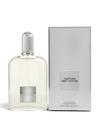 euaden Tom Ford Eau de Grey Vetiver erkek parfümü, gümüş kutusu ve şık cam şişesiyle ferah odunsu koku