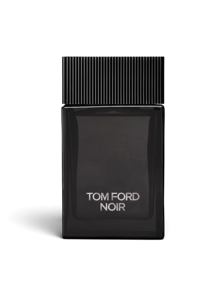 euaden Tom Ford Noir erkek parfümü, siyah cam şişesi ve çizgili kapağı ile zarif ve gizemli bir tasarım sunuyor.