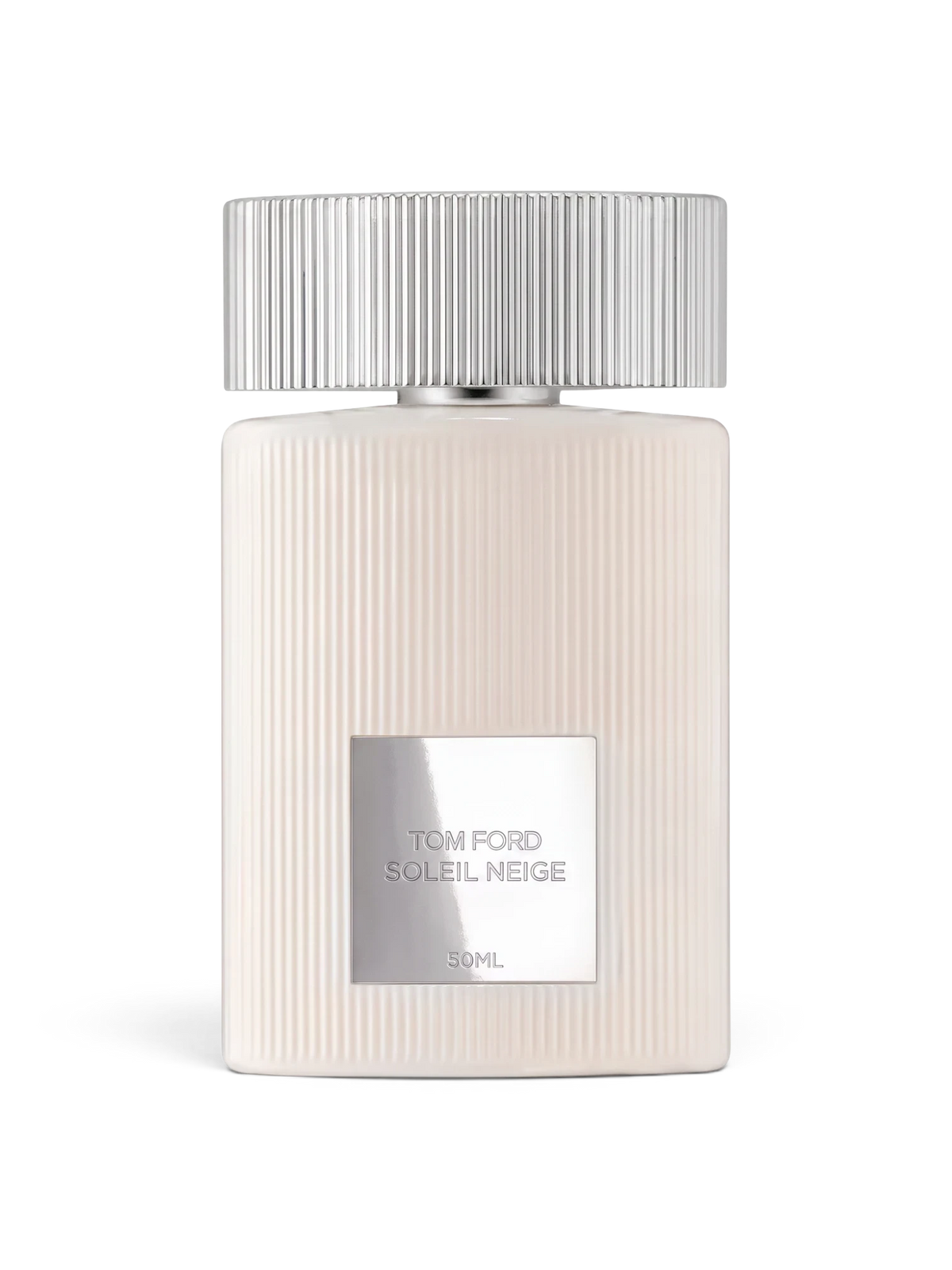 euaden Tom Ford Soleil Neige unisex parfüm, beyaz cam şişesi ve gümüş detaylı kapağı ile zarif kış kokusu.