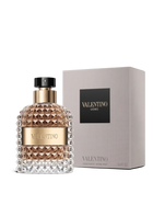 euaden Valentino Uomo 100 ml erkek parfümü, ikonik çivili cam şişesi ve şık dış kutusu ile lüks bir koku deneyimi.