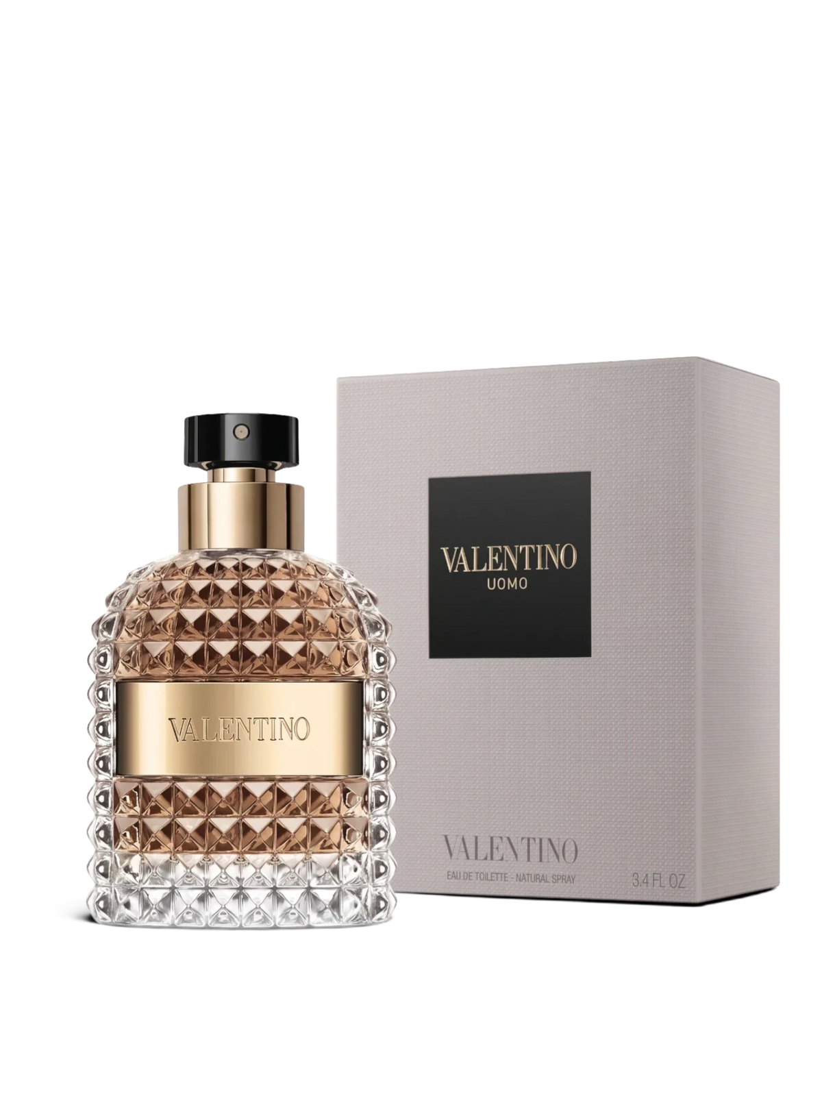 euaden Valentino Uomo 100 ml erkek parfümü, ikonik çivili cam şişesi ve şık dış kutusu ile lüks bir koku deneyimi.