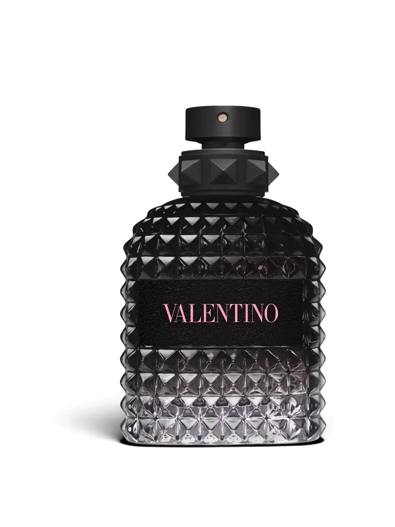 euaden Valentino Uomo Born In Roma erkek parfümü, ikonik çivili cam şişesi ve siyah tasarımıyla 100 ml EDT