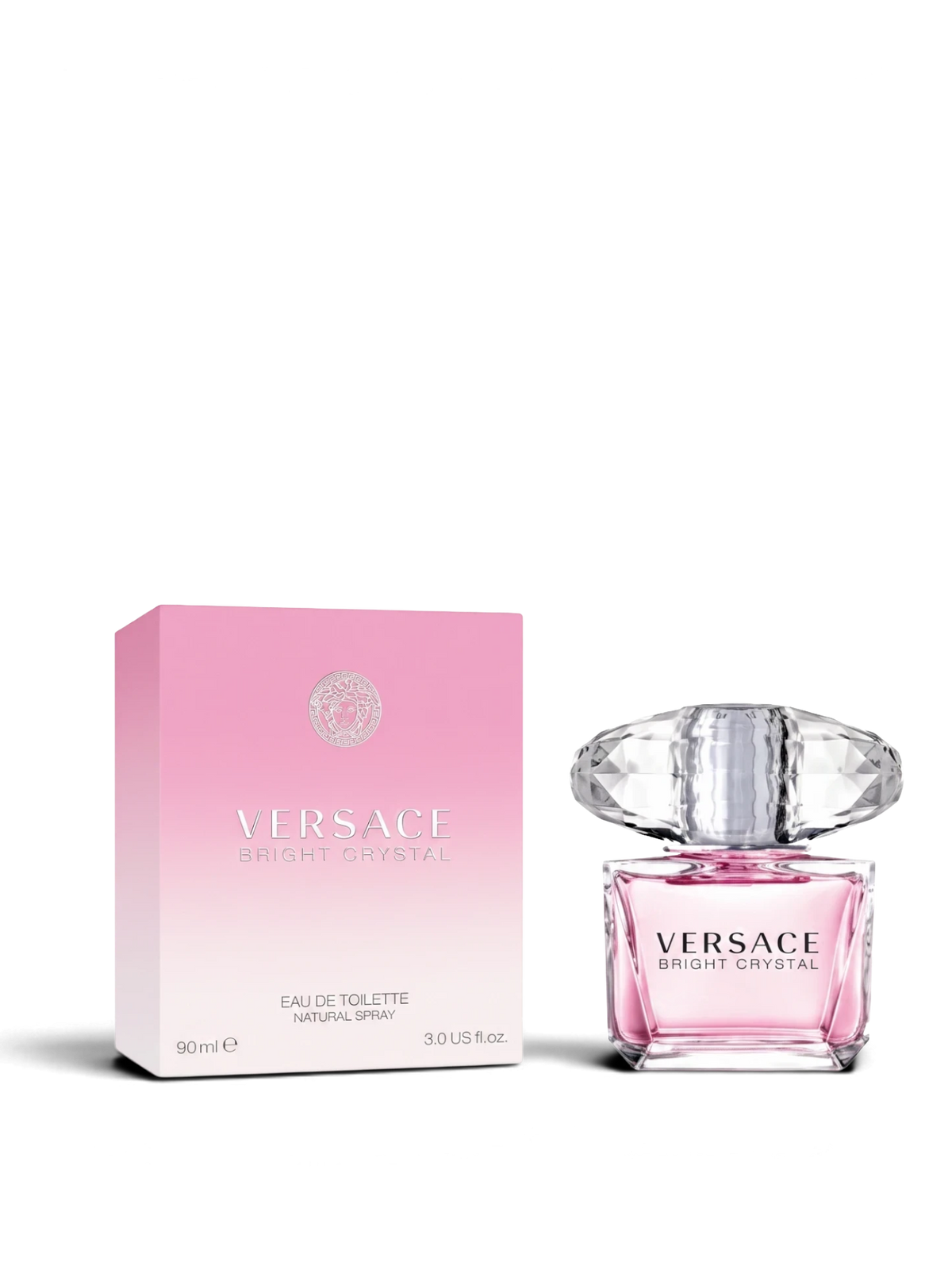 euaden Versace Bright Crystal pembe kadın parfümü ve şık pırlanta kesim kapaklı şişesi