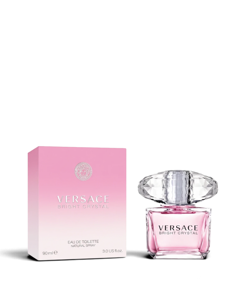 euaden Versace Bright Crystal pembe kadın parfümü ve şık pırlanta kesim kapaklı şişesi