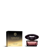 euaden Versace Crystal Noir EDT kadın parfümü, elmas kesim koyu mor kapaklı şişesi ve şık kutusu ile birlikte.