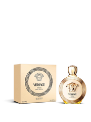 euaden Versace Eros Pour Femme kadın parfümü, altın rengi yuvarlak şişesi ve şık kutusu ile 100 ml EDP