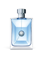 euaden Versace Pour Homme 200 ml erkek parfümü, şık cam şişesi ve ikonik Medusa amblemi ile mavi renkli tasarım.