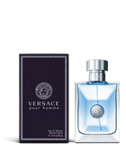 euaden Versace Pour Homme erkek parfümü, şık cam şişesi ve siyah kutusu ile ferah Akdeniz esintili aromatik koku