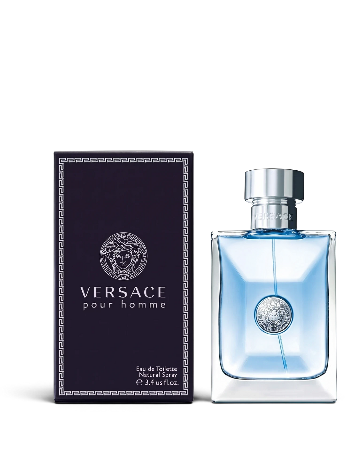 euaden Versace Pour Homme erkek parfümü, şık cam şişesi ve siyah kutusu ile ferah Akdeniz esintili aromatik koku
