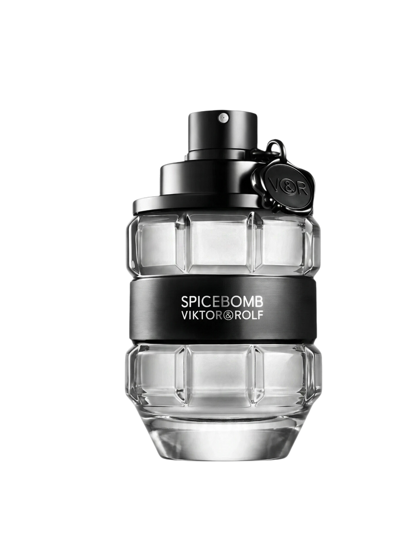 euaden Viktor & Rolf Spicebomb erkek parfümü, el bombası şeklinde ikonik siyah ve şeffaf cam şişe tasarımı