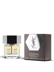 euaden Yves Saint Laurent L'Homme erkek parfümü, 60ml şık cam şişesi ve ikonik logolu kutusu ile birlikte