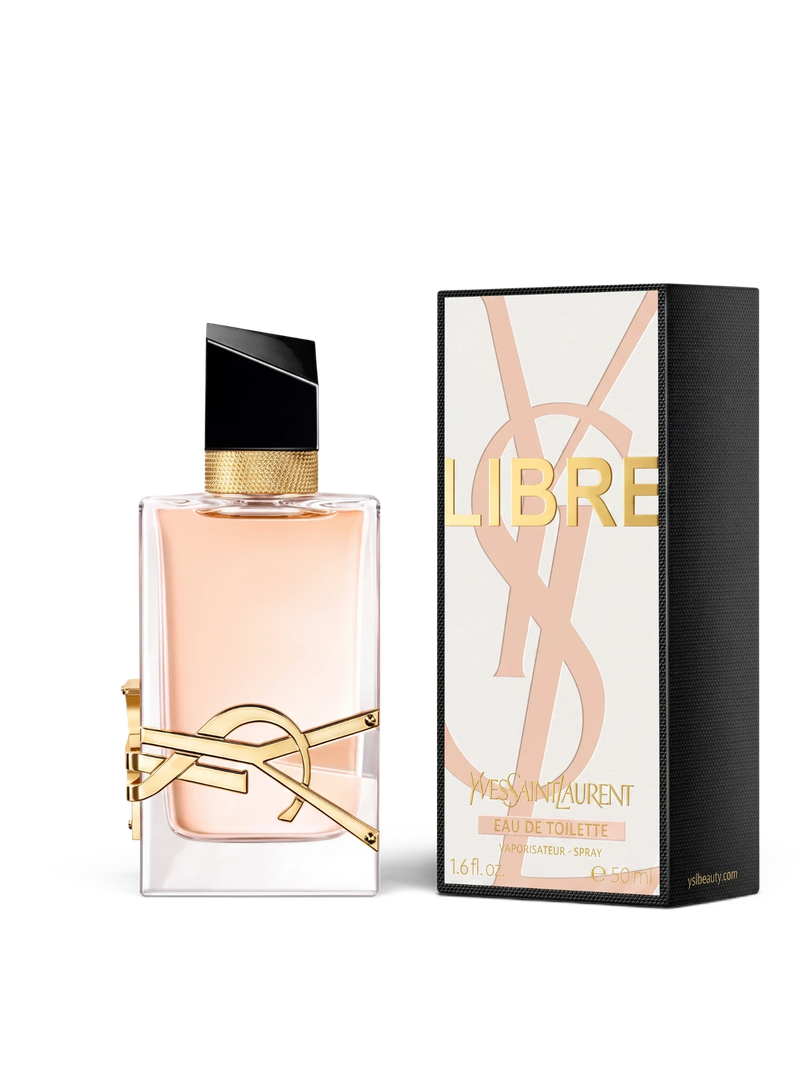euaden YVES SAINT LAURENT Libre EDT 50 ml kadın parfümü, şık cam şişesi ve ikonik altın logolu kutusu ile