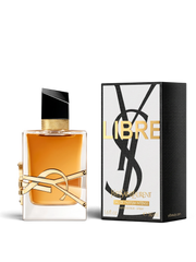 Euaden YVES SAINT LAURENT Libre Intense kadın parfümü, altın logolu şık cam şişesi ve siyah beyaz kutusu ile.