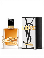 Euaden YVES SAINT LAURENT Libre Intense kadın parfümü, altın logolu şık cam şişesi ve siyah beyaz kutusu ile.
