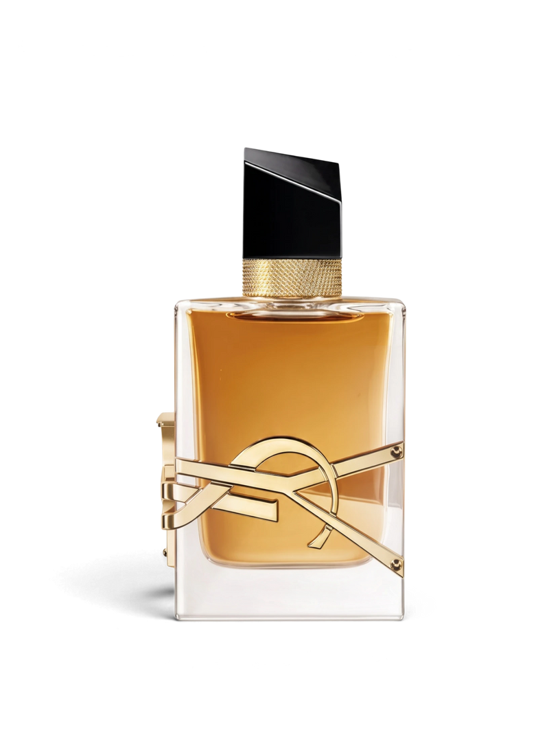 euaden YVES SAINT LAURENT Libre Intense kadın parfümü, altın logolu şık cam şişesi ve kehribar rengi kokusuyla.
