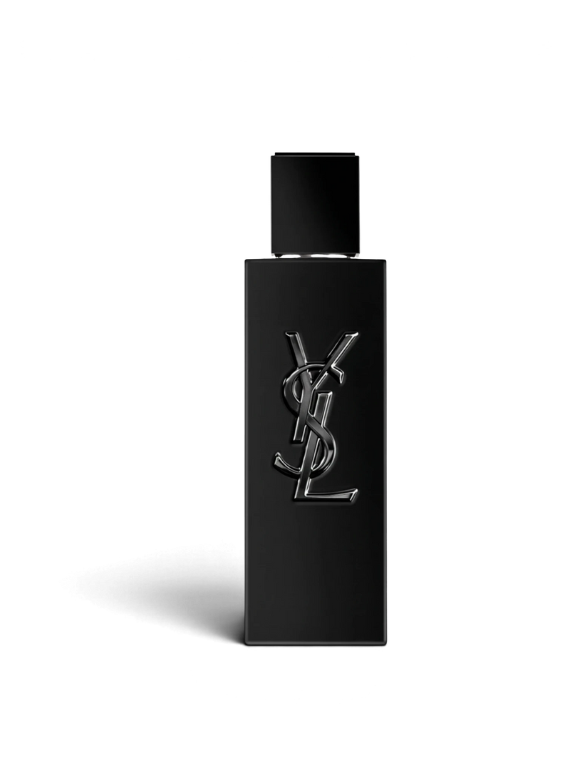euaden tarafından sunulan, siyah mat şişeli ve ikonik gümüş YSL logolu Yves Saint Laurent Myslf Le Parfum erkek parfümü