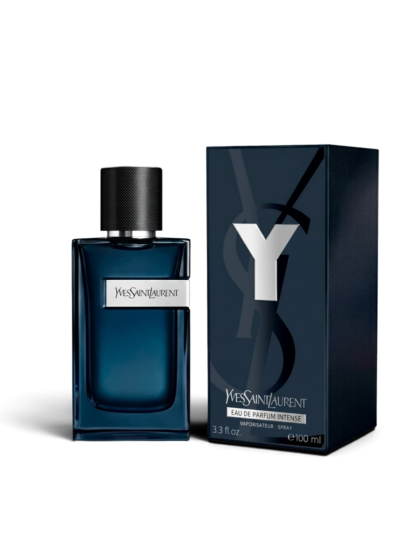 euaden YVES SAINT LAURENT Y Intense erkek parfümü, 100 ml koyu lacivert cam şişe ve şık kutusu ile