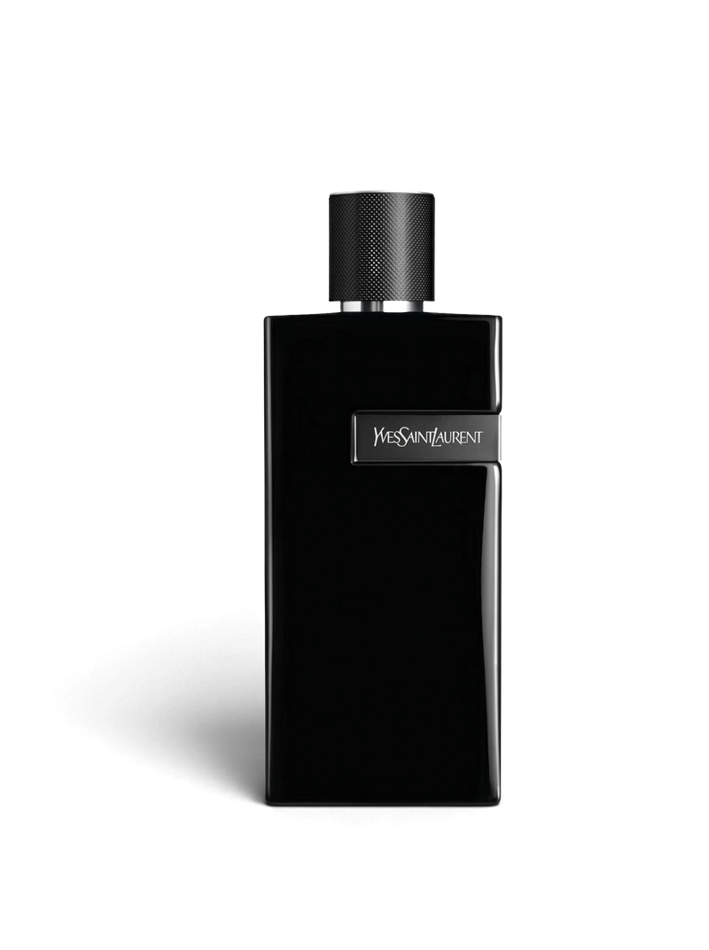 Euaden markalı, siyah cam şişeli, lüks ve modern tasarımlı Yves Saint Laurent Y Le Parfum erkek parfümü.