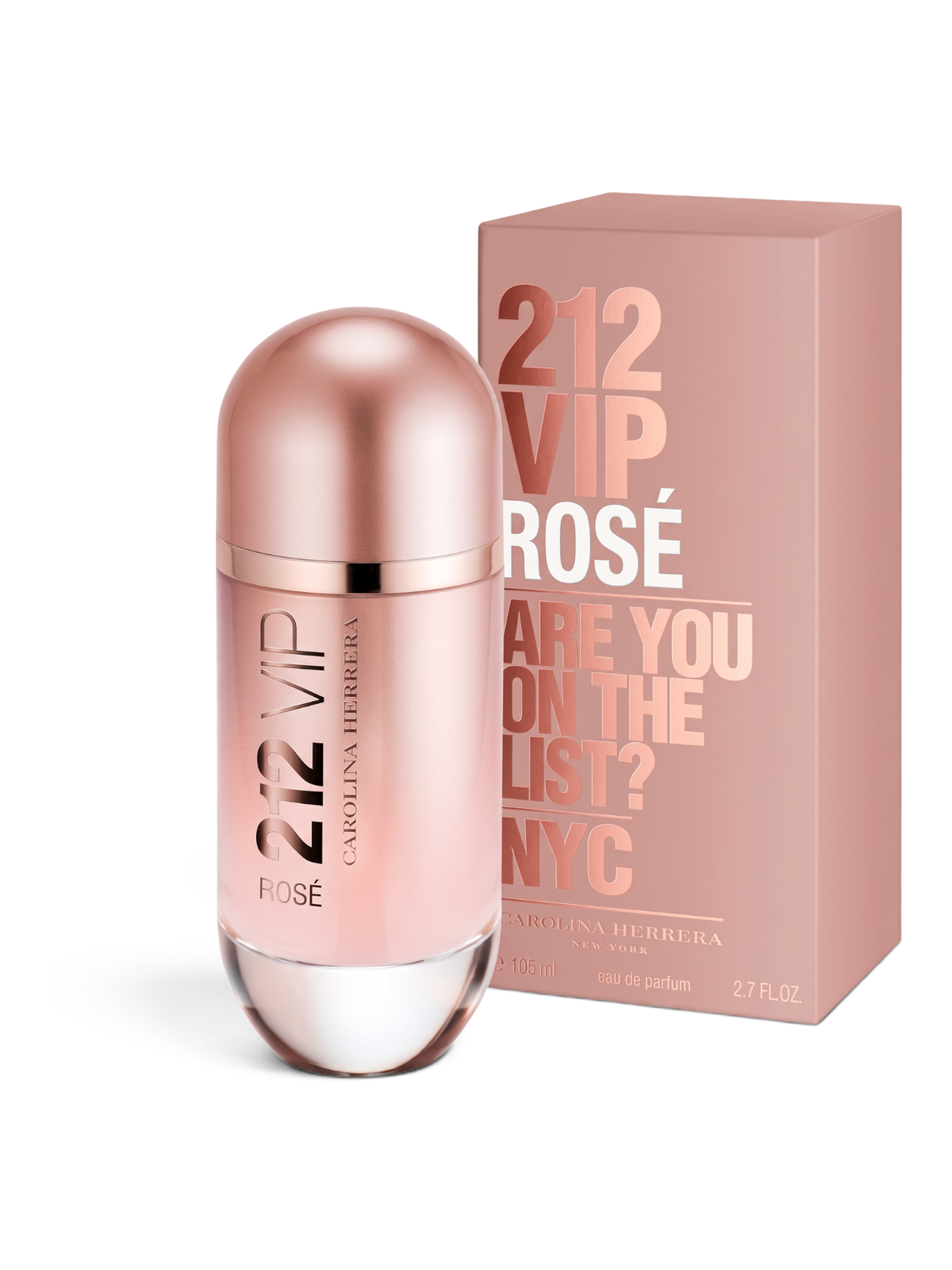 euaden Carolina Herrera 212 VIP Rose Limited Edition kadın parfümü, şık pembe metalik şişesi ve kutusu ile.