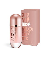 euaden Carolina Herrera 212 VIP Rose Limited Edition kadın parfümü, şık pembe metalik şişesi ve kutusu ile.