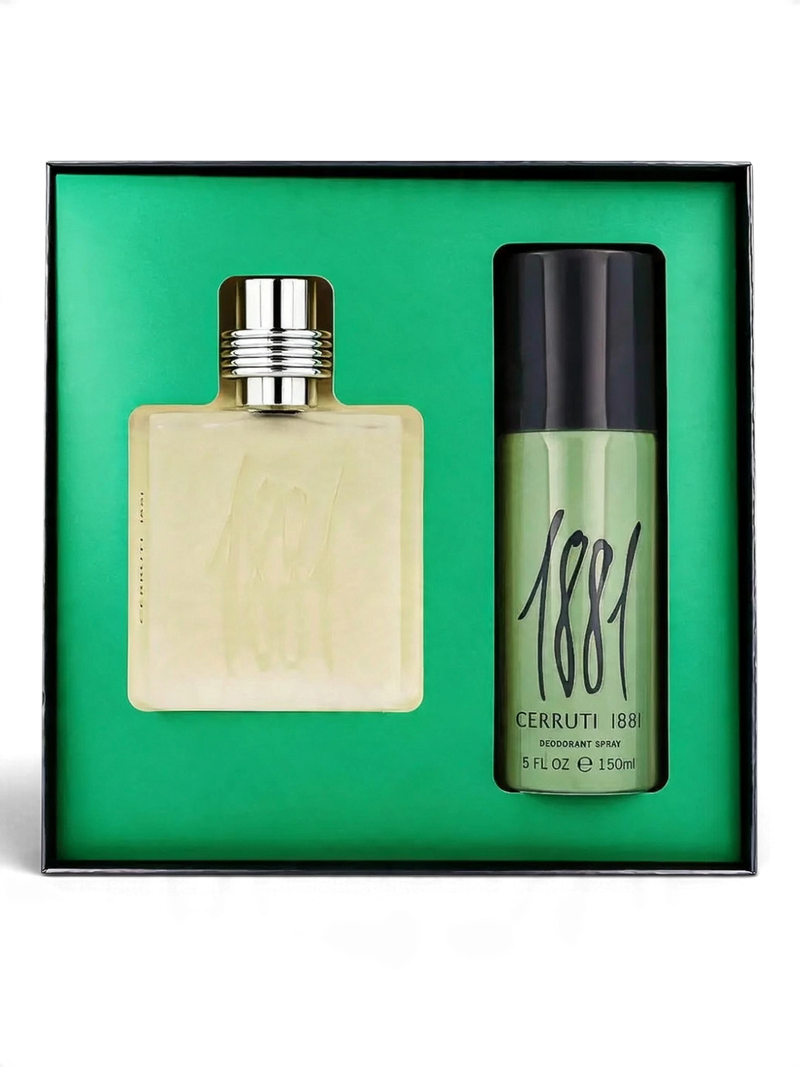 euaden Cerruti 1881 Homme erkek parfüm ve deodorant hediye seti, yeşil kutu içerisinde 100ml EDT ve 150ml deodorant