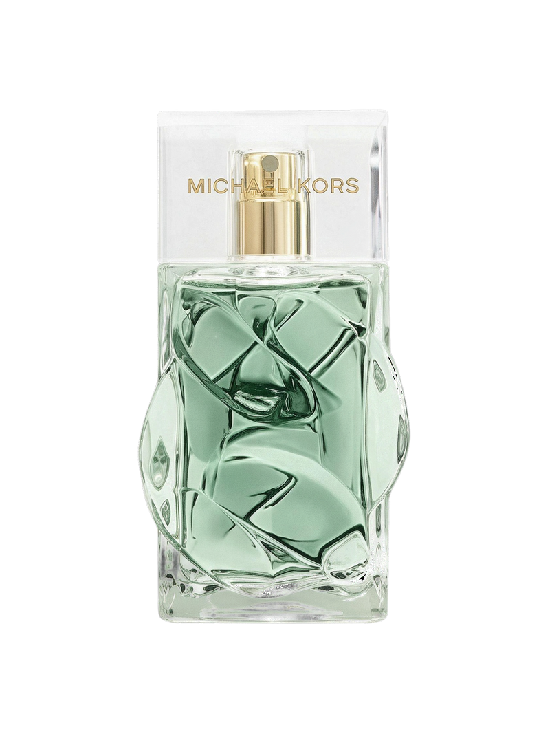 euaden Michael Kors Pour Homme Green Infinity 100 ml erkek parfümü, şeffaf cam şişesi ve aromatik yeşil tonuyla.